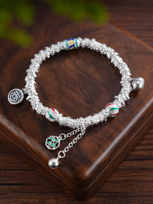 子佩集S999银【竹福仙径】手串【SC001218】纯银手链铃铛可响钱串吉腰缠万贯盘缠盘缠2503 商品图0