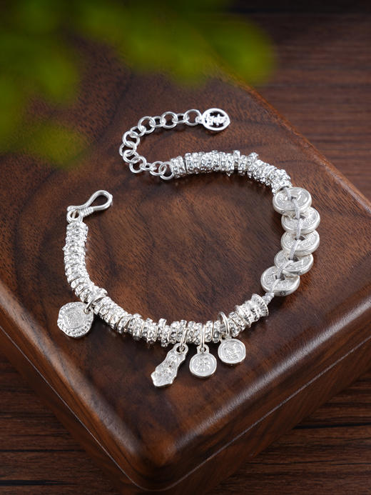 子佩集S999银【钱缘之源】手串【SC001328】纯银手链钱币钱串腰缠万贯盘缠盘缠2503 商品图0