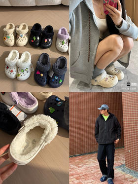 卡*驰保暖加绒 洞洞鞋