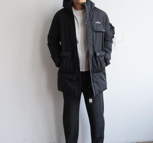 石头SI 加厚 秋冬 中长款连帽棉服 MF027 商品图4