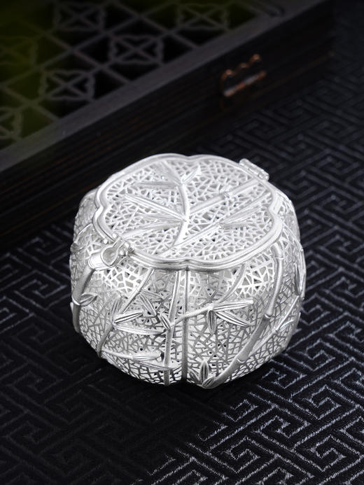 子佩集S999银【竹韵清欢】茶包【BJ001191】纯银茶具可打开花丝茶包竹叶2503 商品图0