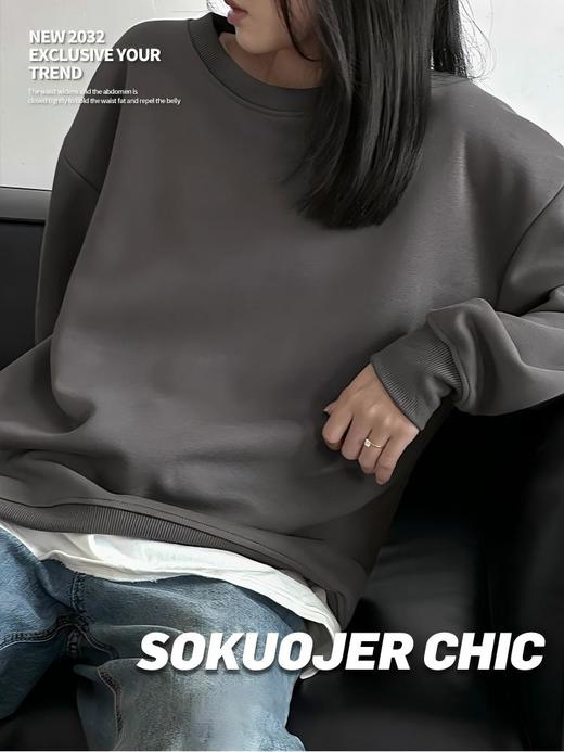 （圆领卫衣&连帽卫衣两款任选，高品质！）美式重磅卫衣 oversize慵懒运动上衣秋冬保暖套头休闲长袖 商品图3