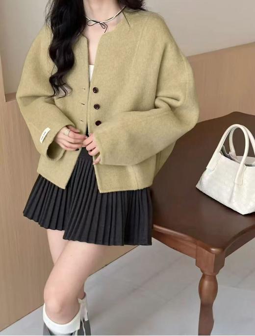 【轻奢双面尼】2530 特调色系【澳洲羊毛➕天丝】短款宽松廓形双面尼外套-喜出 商品图0