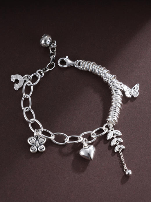子佩集S925银【心之恋语】手串【TSB0001-49】纯银手链钱串爱心蝴蝶麦穗钱串腰缠万贯盘缠盘缠2503 商品图0