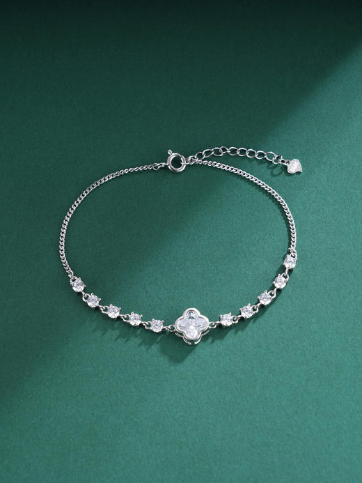 子佩集S925银【四叶问雪】手链【SL070090】纯银时尚四叶草锆石2503 商品图0