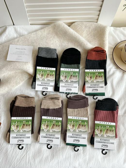 Galo&uu复古撞色拼接羊毛袜 商品图8