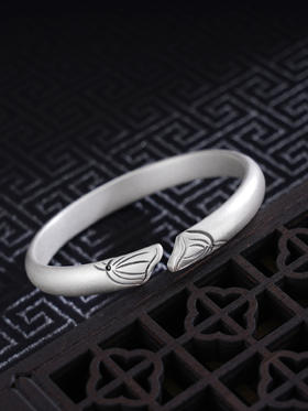 子佩集S999银【两世欢荷】手工纯银手镯原创设计【55021254】2503