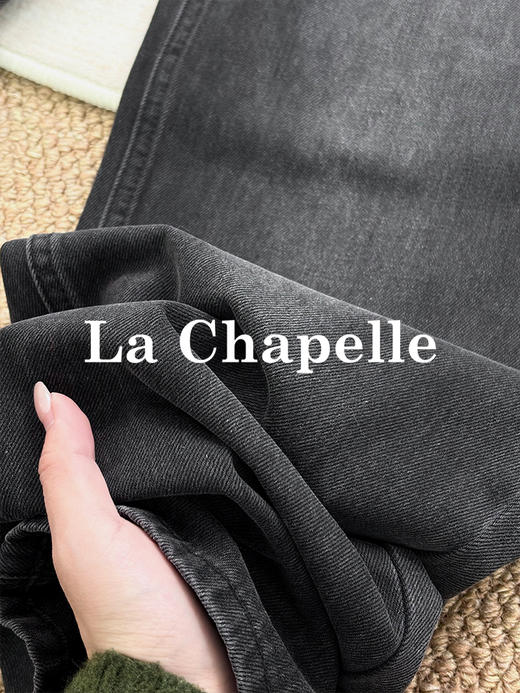 专柜实拍【遮胯显瘦小直筒】拉夏贝尔/La Chapelle复古水洗牛仔裤~松紧高腰！梨形/苹果型显瘦神裤 商品图9