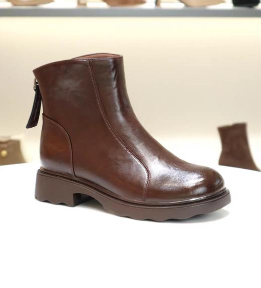 【云粉节】BF楼千百度厚底粗高跟切尔西靴女2025冬季新款加绒保暖黑色显瘦短靴子A25650936吊牌价1099活动价747 商品图1