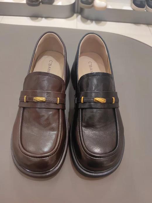 【云粉节】BF楼千百度厚底增高乐福鞋女款2025春秋新款手抓皮通勤一脚蹬深口单鞋A26191302吊牌价999活动价679 商品图0