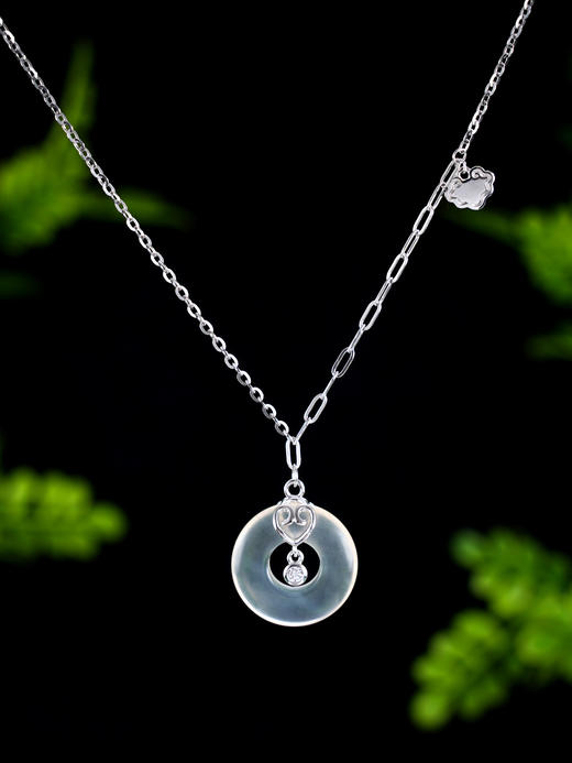 子佩集S925银【心水之好】套链【TL013869】纯银项链平安扣白玉髓2503 商品图0