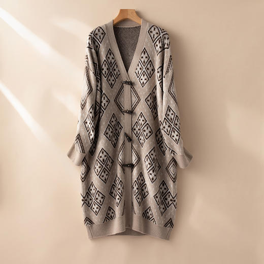 【Du特牛角扣】100纯山羊绒！宽松加厚大衣开衫外套女CYR240124 商品图2