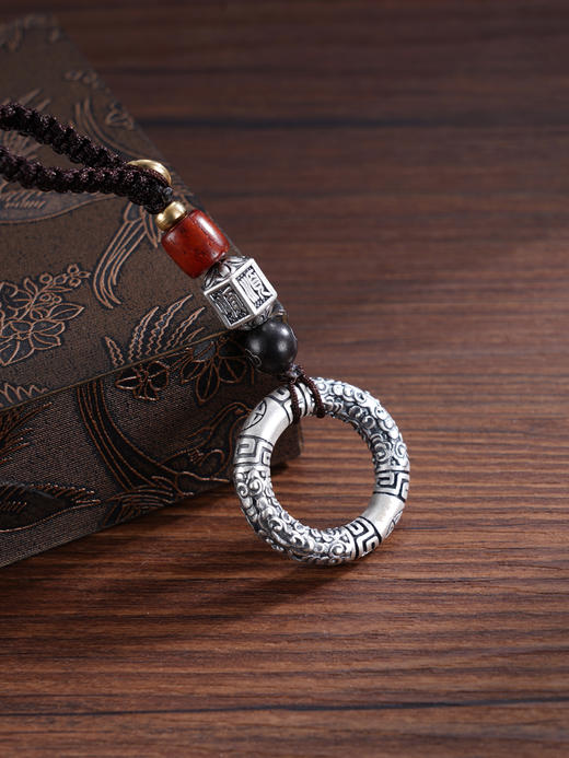 子佩集S999银【平安顺意】钥匙扣【DZ931】纯银小摆件仿古平安扣2503 商品图0