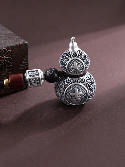 子佩集S999银【福吉双临】钥匙扣【JFQGJ002】纯银小摆件葫芦花丝大吉2503 商品图0