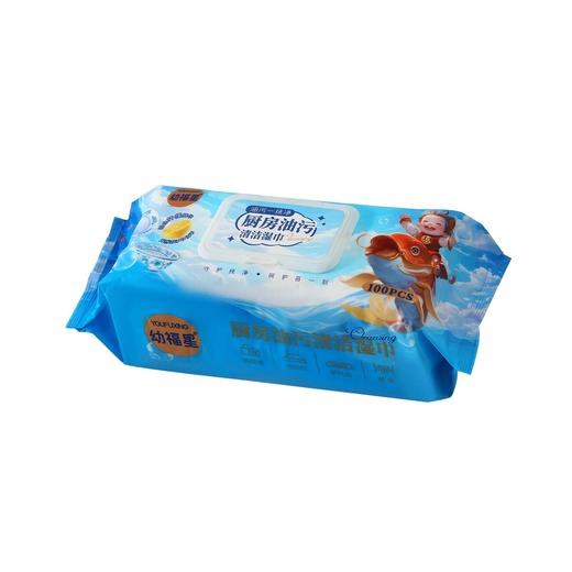 100抽 幼福星 厨房油污清洁湿巾 220mm*180mm 加大加厚 家用厨房清洁湿巾 商品图4