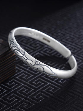 子佩集S999银【香远益清】手工纯银手镯原创设计【55021249】2503