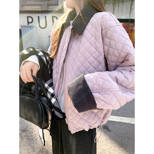 <曾小咸推荐>现货秒杀 ！微信超特价！撞色翻领菱格棉服 日常329.99 立减190 秒杀139.99！！ 商品图2