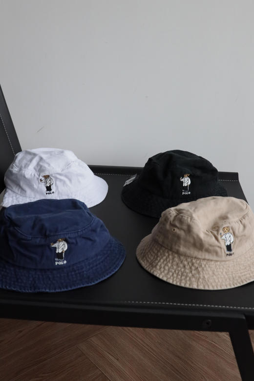 大童款 R.L 小熊水洗做旧 渔夫帽 PJ043 商品图0