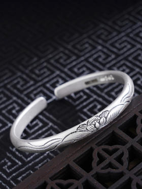 子佩集S999银【莲意芬芳】手工纯银手镯原创设计【55021228】2503