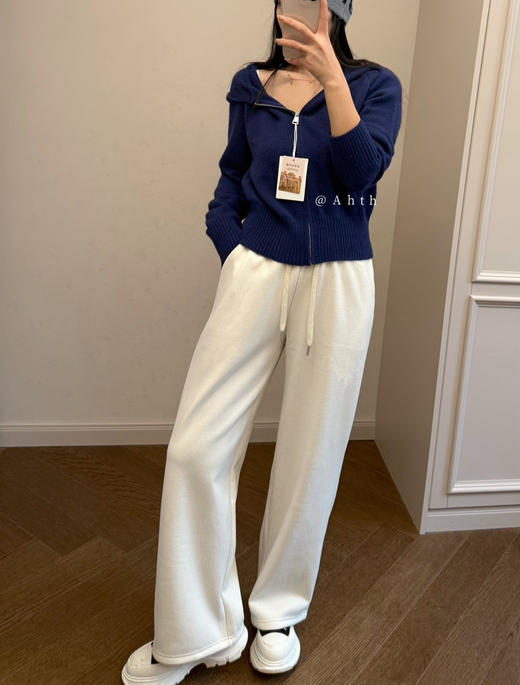 福利价浮雕雪花绒加厚保暖阔腿裤 商品图3