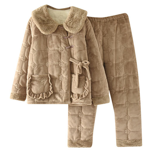 秋冬季三层夹棉加厚加绒睡衣套装珊瑚绒家居服608 商品图4