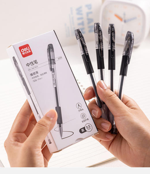 【特惠❗️12支装】得力文具6500中性笔 0.5mm中性笔办公用黑色碳素笔 水笔签字笔 商品图6