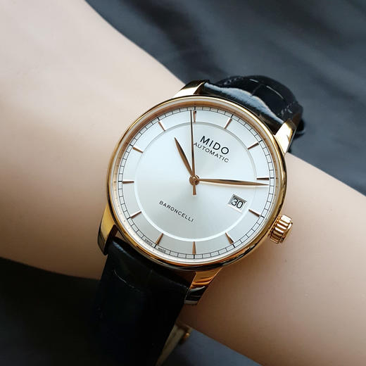 【95新】MIDO 美度M8600.3.10.4自动机械机芯日期显示贝伦赛丽系列38MM（男款）精钢镀金141125JJ01 商品图8