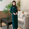 SC22633墨绿色国风中式加绒加厚冬装长袖改良旗袍2025新款女复古妈妈冬装 商品缩略图1