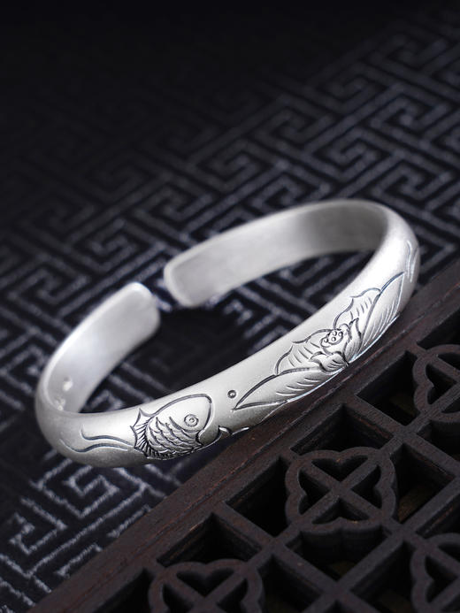 子佩集S999银【碧水莲缘】手工纯银手镯原创设计【55021230】2503 商品图0