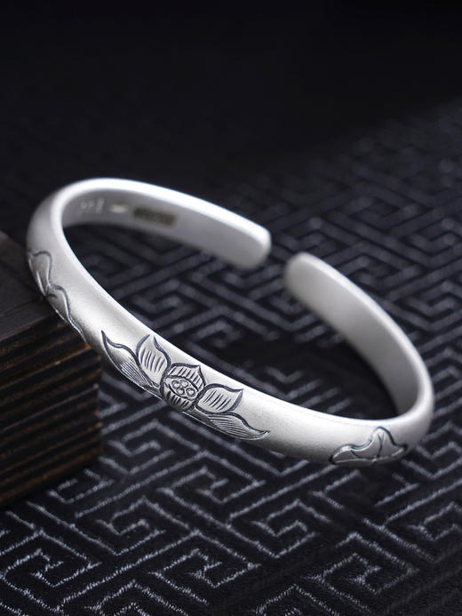 子佩集S999银【荷塘醉舞】手工纯银手镯原创设计【55021223】2503 商品图0