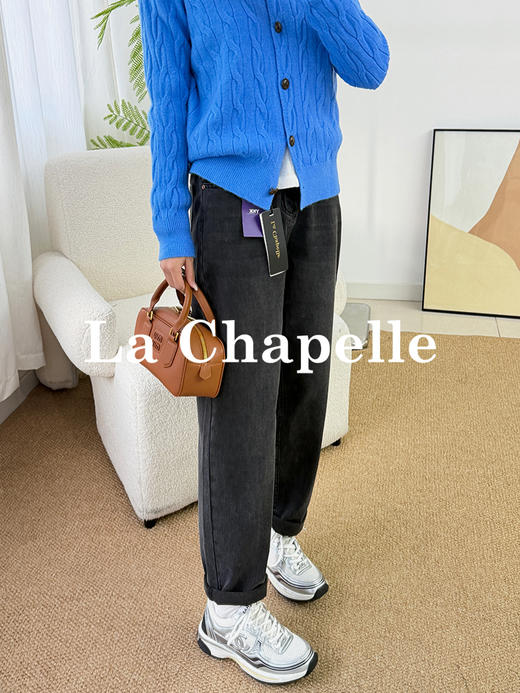 专柜实拍【遮胯显瘦小直筒】拉夏贝尔/La Chapelle复古水洗牛仔裤~松紧高腰！梨形/苹果型显瘦神裤 商品图0