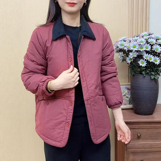 秋冬新款中年妈妈装休闲翻领加绒保暖棉服外套女百搭宽松遮肉上衣 商品图1