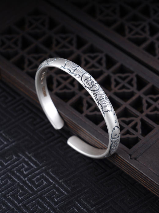 子佩集S999银【幸福有鱼】手工纯银手镯原创设计【55011207】2503 商品图0