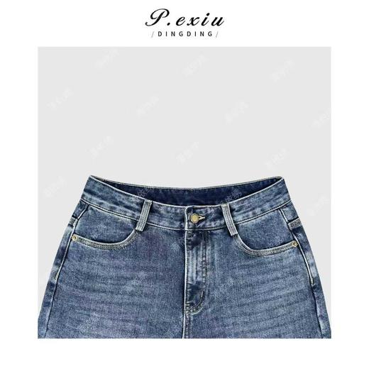 磨毛复古水洗卷边设计显瘦直筒牛仔休闲裤 D1116 商品图2