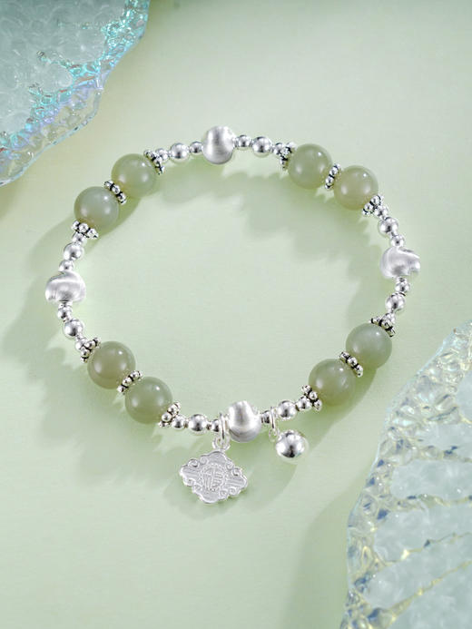 子佩集S925银【翠色宛转】手串【TSB0001-51】纯银手链青玉2503 商品图0