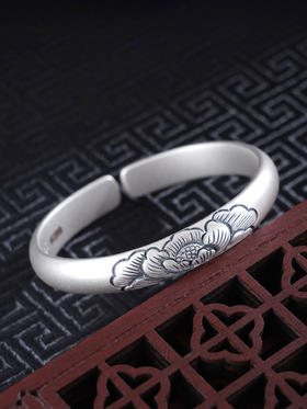 子佩集S999银【福花盛开】手工纯银手镯原创设计【55011210】2503