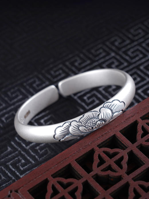 子佩集S999银【福花盛开】手工纯银手镯原创设计【55011210】2503 商品图0