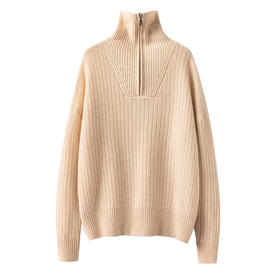 S·Y·C【小禾经典】100纯山羊绒半拉链羊绒毛衣女CYR240227