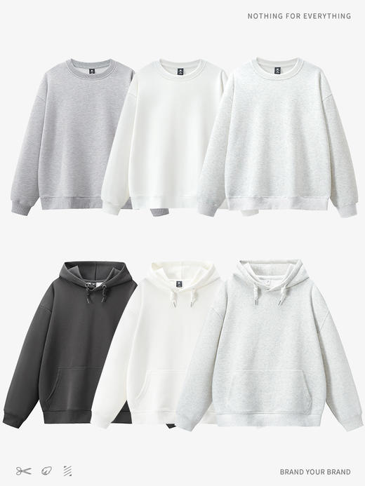 （圆领卫衣&连帽卫衣两款任选，高品质！）美式重磅卫衣 oversize慵懒运动上衣秋冬保暖套头休闲长袖 商品图7