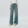 棉仓366619002-25秋复古弹力水洗牛仔丹宁宽边阔腿裤 商品缩略图0