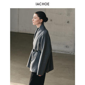 棉仓3671566008-羊毛羊绒双面呢ROW腰带浴袍大衣女 25秋冬短款收腰毛呢外套