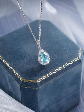 子佩集S925银【静蓝微醺】套链【YL-6018104】纯银项链时尚蓝色水滴项链2503