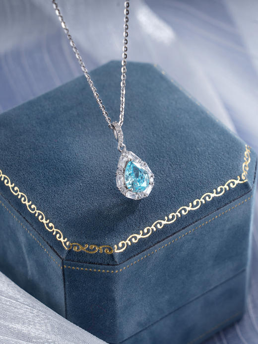 子佩集S925银【静蓝微醺】套链【YL-6018104】纯银项链时尚蓝色水滴项链2503 商品图0