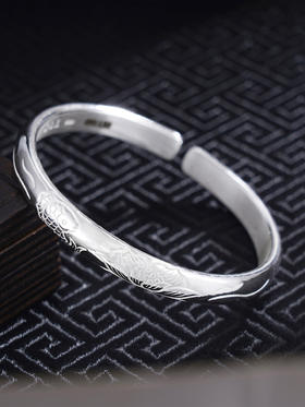 子佩集S999银【鱼莲共舞】手工纯银手镯原创设计【55021130】2503