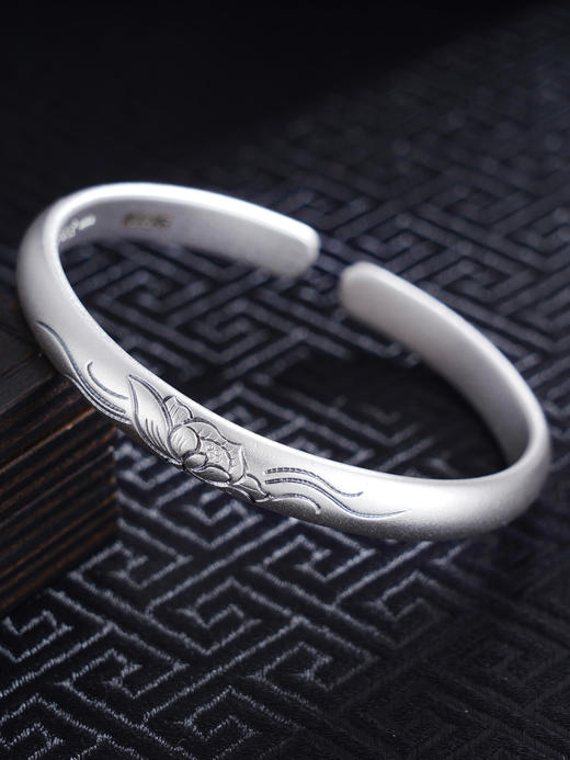 子佩集S999银【莲歌轻唱】手工纯银手镯原创设计【55021206】2503 商品图0