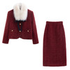小香风圣诞新年羽绒服套装，气质名媛真毛领半身裙套装HR-YJLY9025 商品缩略图4
