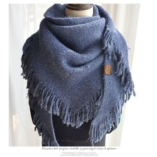 休闲围巾女流浪感仿羊绒流苏针织三角巾百搭保暖披肩多功能围脖 商品图2