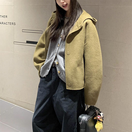 裁缝学苑AQ568连帽双面羊毛毛呢外套纸样女装新款短款长袖上衣样板 商品图5