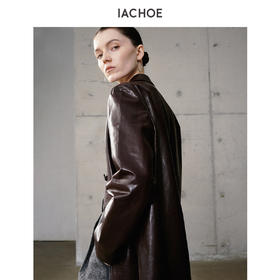 棉仓3661527003-油蜡羊皮翻领皮衣外套女 25秋冬棕色中长款风衣式皮衣