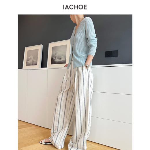 棉仓3631506001-肌理感V领薄款针织开衫女 25春夏凉感空调衫罩衫防晒衫上衣 商品图1